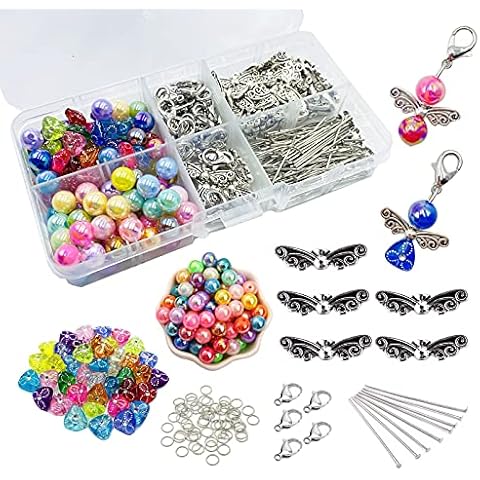 HRASY Schutzengel DIY 50 Set Engel Perlen Schlüsselanhänger Handwerk Engelsflügel Perlen Handwerk Zubehör Engel Anhänger Cover