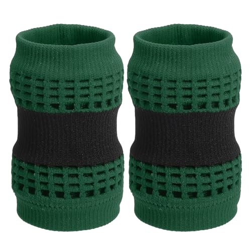 PATIKIL Sports Wristband Sweatbands for Men and Women, 2 Pcs Breathable Nylon Tennis Wrist Bands Absorbent Sweat Band for Basketball Football Baseball Running Gym, Green/Black
