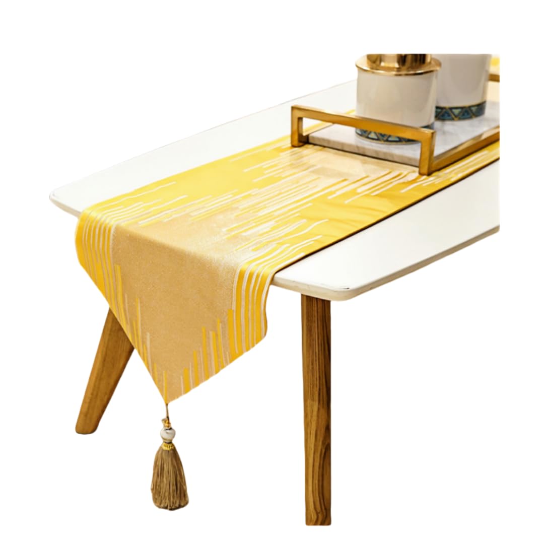 Table Runner Table Flag Rectangular Table Cloth Tea Table Flag Tablecloth Long Cover Cloth Strip - Yellow - 33 * 240Cm