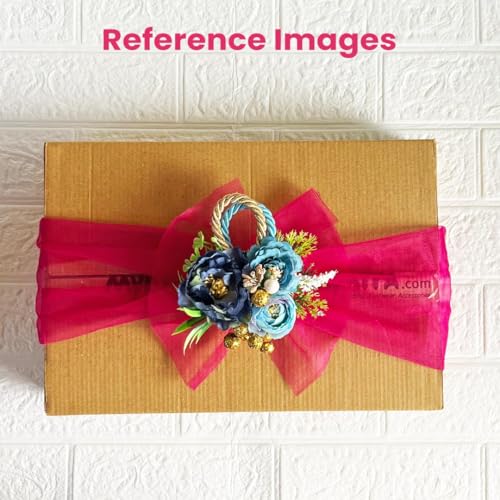Image of ADIKALA Handmade Artificial Big Peonies 3 Flower Bunch for Trousseau Packing, Ready to use Flower Brooch Hamper for Decoration, Gift Wrapping Flowers (3, Montana)