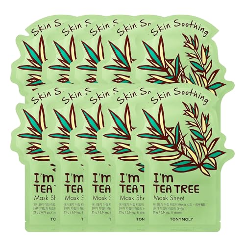 TONYMOLY I’m Tea Tree Sheet Mask 10-Pack – Hydrating & Soothing Korean Face Masks with Tea Tree...