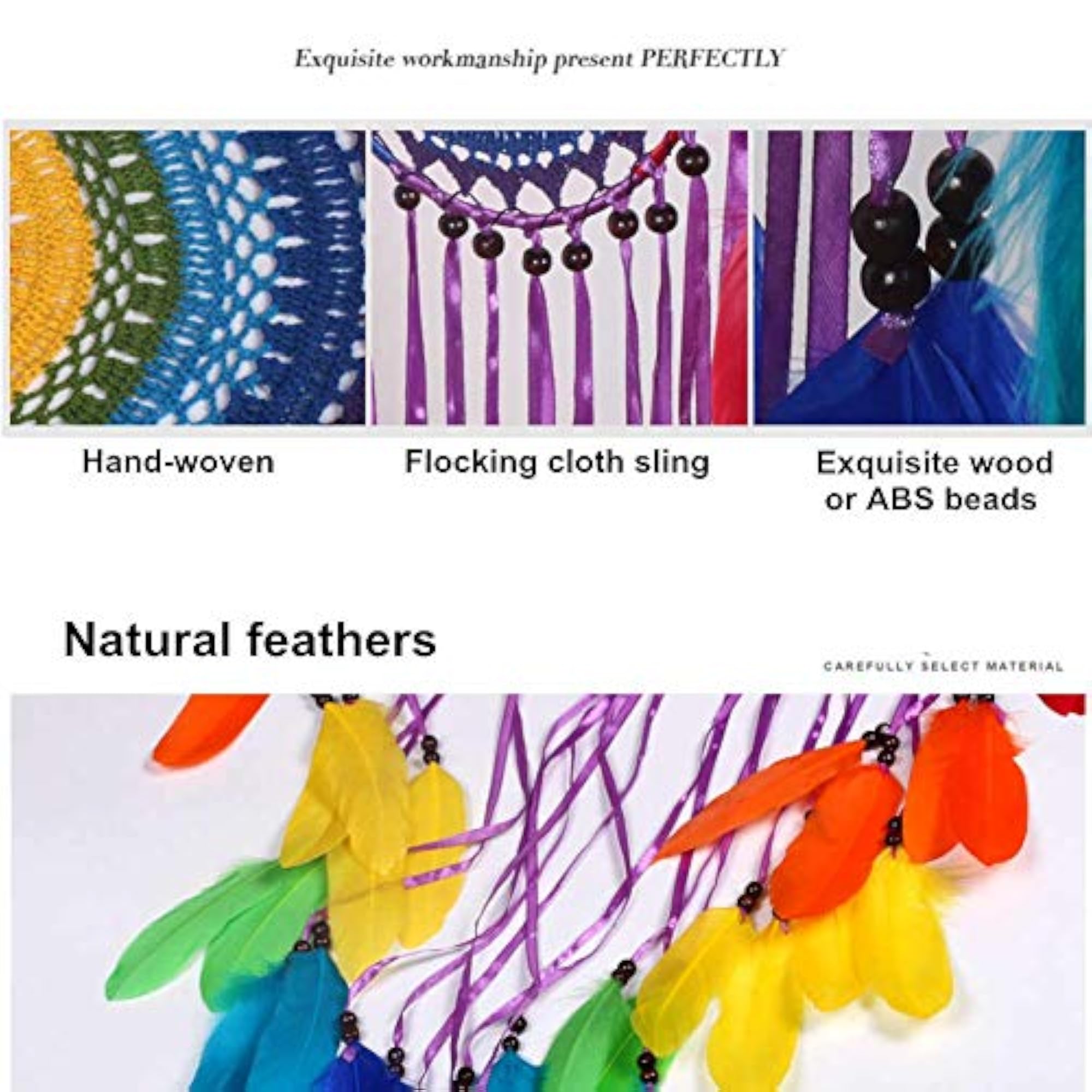 Large Rainbow Dream Catcher with Vibrant Feathers