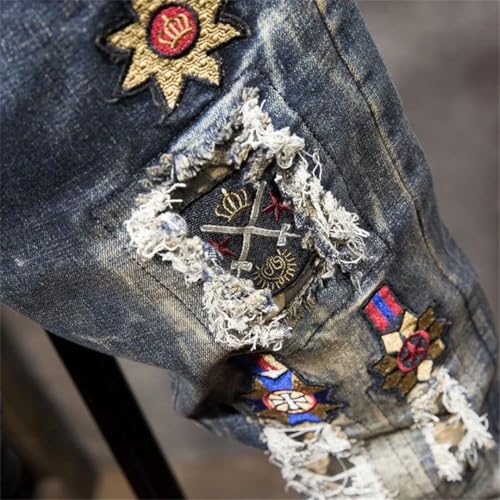 Men's Summer Printed Ripped Jeans Casual Slim Comfortable Breathable Denim Pants3