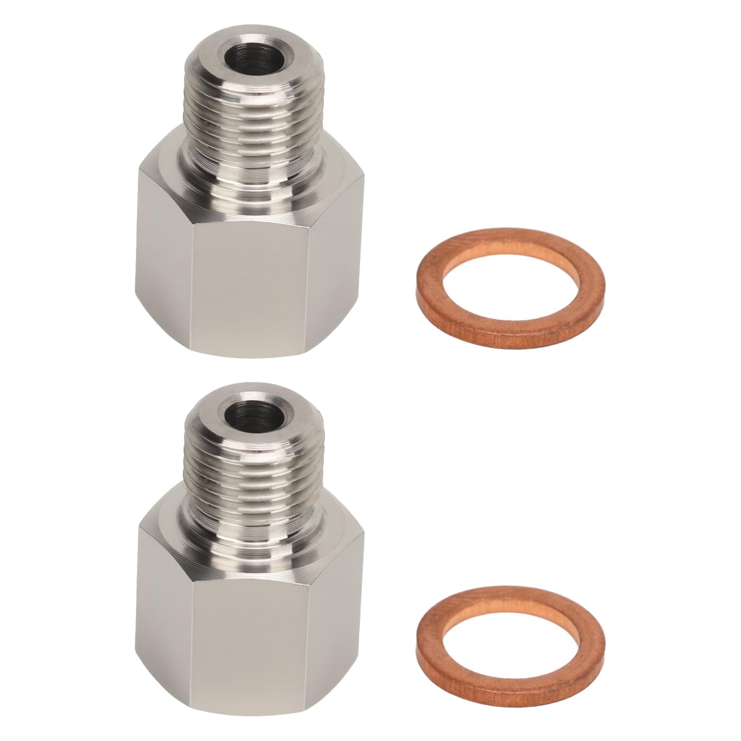 Tissting 2 Pezzi Adattatore 1/8 npt Adattatore Manometro, Connettori Riduzione da 1/8 di Pollice NPT Femmina a M10x1 Filettatura Maschio Esagonale con Rondella, Kit Motore Automobilistico Universale