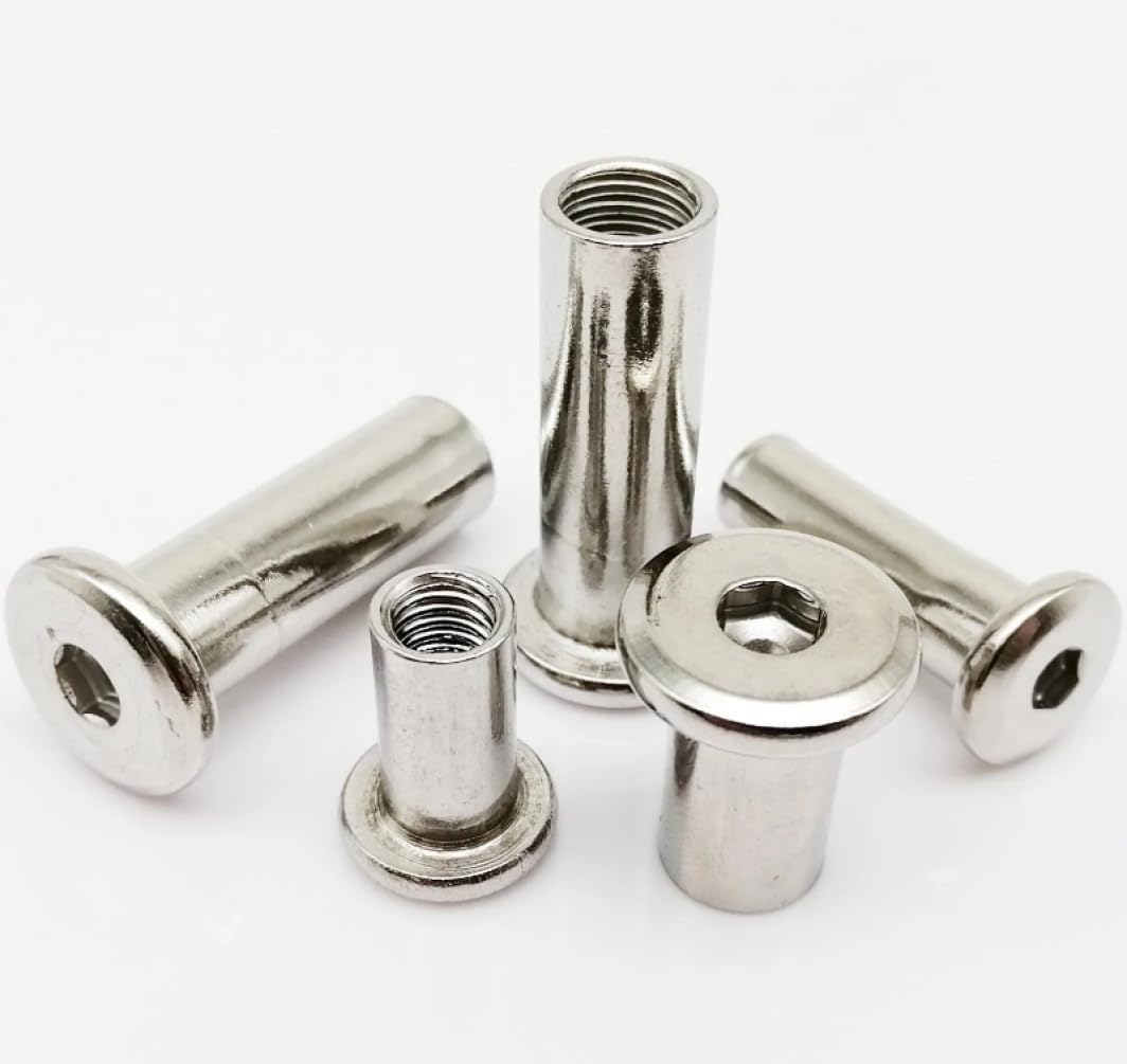 Rivets,Chicago Screws, 304 Stainless Steel Large Flat Hex Hexagon Socket Head Furniture Rivet Connector 1-5pcs(1pc M6x60mm)