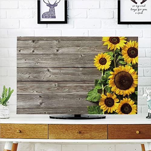 AMAPARK TV Dust Cover,Cover Type 55 Inch Sunflowers Polyester Microfiber Cloth Easy to Cover Your TV Style-1665