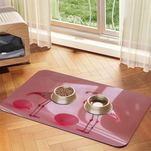 Wdxqhy Flamingos Futtermatte mit Gummiunterseite