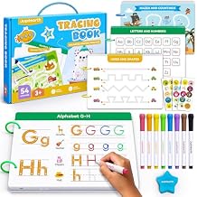 Preschool Learning Activities 54 Reusable Pages, Tracing Books for Kids Ages 3-5, Toddler Activities Busy Book, Handwriting Practice Kindergarten Workbooks, Educational Toys for 3 4 5 Year Old