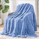 Sherpa Fleece Adult Weighted Blanket Great for Sleep, 15 lbs Dual Sided Soft Fuzzy Heavy Blankets for Couch Bed Sofa, Cozy Warm Fluffy Arched Jacquard Throw for Winter (Blue, 60' x 80', 15 Pounds)