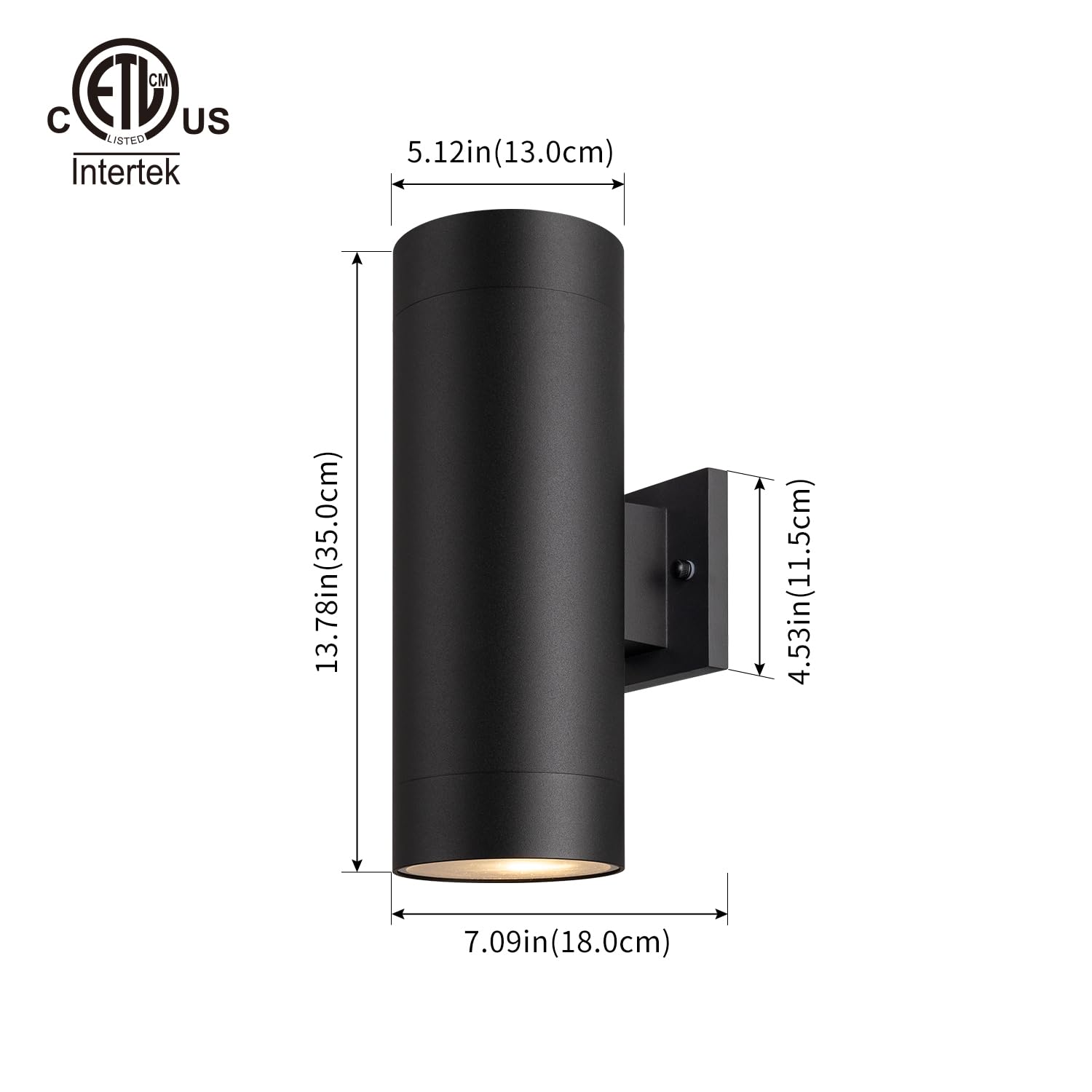 2-Pack Modern Outdoor Wall Sconces - Matte Black Aluminum Porch Lights