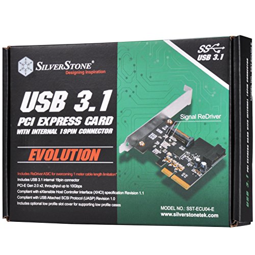 Image of SilverStone Technology ECU04-E USB 3.1 /3.2 Gen2 PCIe Card with Internal 19Pin Connector & Pericom Redriver, SST-ECU04-E, TAA Compliant