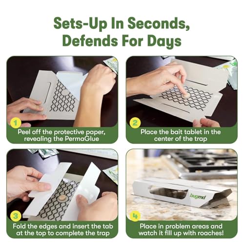 BugMD Kakerlakenfänger (1 Packungen, 12 Fallen) – Indoor Kakerlakenvernichter & Kakerlakenfalle, Klebefalle für Insekten, Kleberfallen Schädlingsabwehr