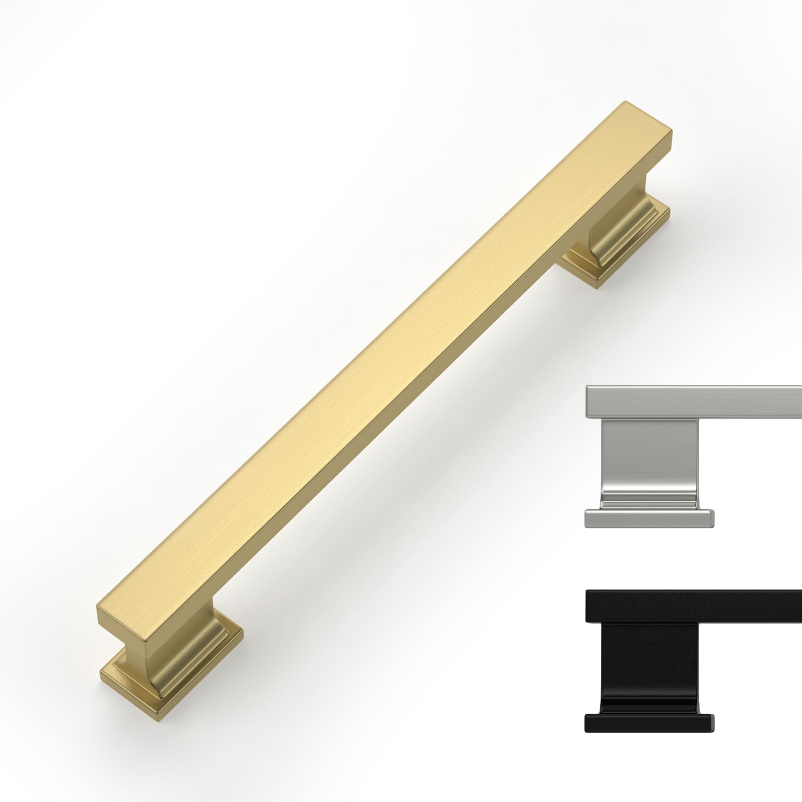 Rergy 20 Pack 5 Inch Gold Cabinet Handles Brushed Gold Cabinet Pulls and Knobs, Square Kitchen Hardware for Drawer Dresser Cupboard