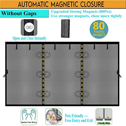 Image of Magnetic Garage Door Screen 18x10ft for 2 3 Car, Doors Durable Fiberglass Heavy Duty Mesh Magnetic Net, Pets Friendly Retractable for Carport Garage Patio Porch (Black, 18x10ft)