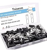 Tnisesm 120 Pcs 22-16 AWG Gauge Non Insulated Butt Connectors, Butt Splice Wire Connectors, Elect...