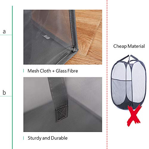 Laundry Hamper Bag With Handles,Portable &Collapsible Dirty Clothes Mesh Basket Foldable For Washing Storage, Kids Room,Dorm Or Travel (Black, Single-Layer) #TOP2