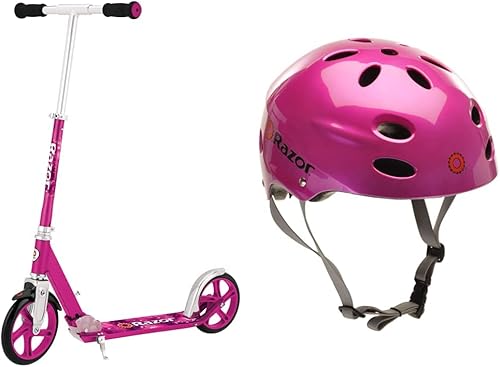 Razor A5 Lux Kick Scooter - Ruedas grandes de 8 pulgadas plegable ajustable ligero para jinetes de hasta 220 libras