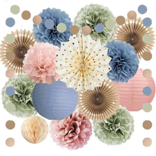 Retro Vintage Party Decorations Boho Rainbow Party Decorations Dusty Pink Rose Dusty Blue Sage Green Brown Beige Decor for Boho Retro Birthday Baby Shower Bridal Shower Wedding Engagement Bachelorette