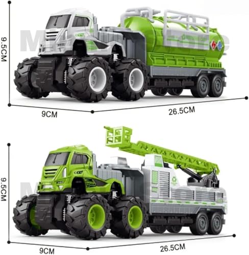 Image of Sanitation Combo Truck 1:43 Metal Toys Alloy Diecast Truck Set Toy, Diecast Miniature Car Model Best Birthday Gift for Kids [Multicolor =Pack of 2 Truck]