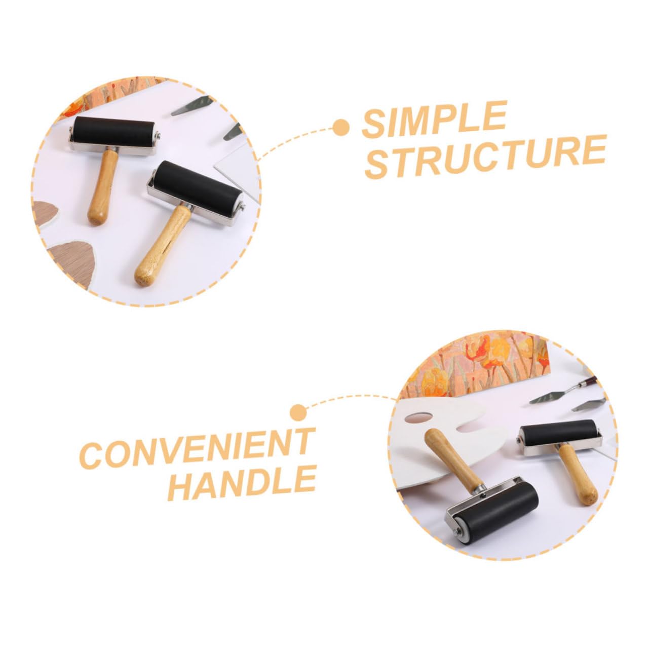 4 Piezas Rodillo de Plástico para Estampado de Herramienta de Pintura Multi Funcional Ligero y Duradero para y Aplicación de Tinta