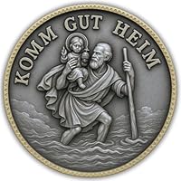 ELBKAISER – Christopherus Auto Magnet - Komm gut Heim – Heiliger Christophorus Auto Plakette fürs Auto – Schutzpatron Autofahrer – Christophorus für Auto – Heiliger Christophorus Auto - Schutzengel