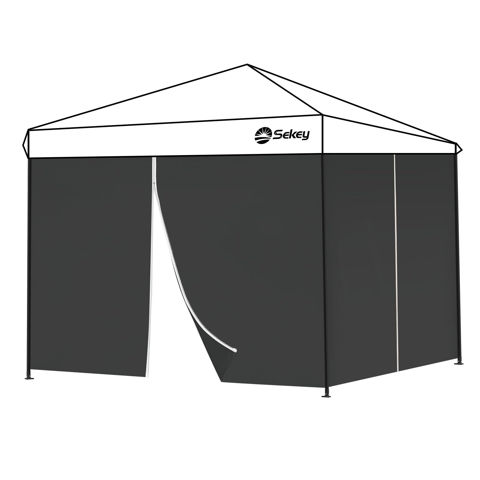 Sekey Lot de 2 parois latérales pour tonnelle, 3 x 3 m, imperméables, résistantes à l'hiver, parois latérales, pour tonnelle, Tente de fête, Tente de Jardin, 2 Portes, Noires