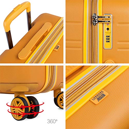 JASLEN - Grote reiskoffer 4 wielen Trolley uitschuifbare onbuigzame ABS. Hard licht en prettig comfortabel oefenen. Hoogwaardig merk en stijl. TSA-slot. Lange reizen 171270, Color Mosterd - Image 6