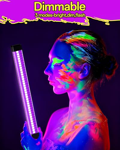 Image of YQNLIFA 5000mAh Rechargeable Black Light Bar, Battery Powered Black Lights for Glow Party, Cordless Blacklight Strip for Halloween Decorations, Fluorescent Poster, Body Paint, Uranium Glass, 4 Pack