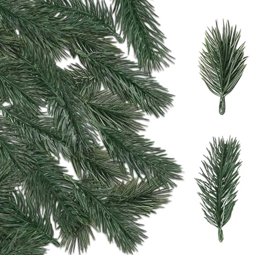 CJAPGJW 100 Künstliche Tannenzweige (50x6cm 50x8cm) Adventskranz Deko Streudeko Weihnachten Tannenzweige Künstlich Wie Echt Für DIY Geschenkverpackung Tischdekoration