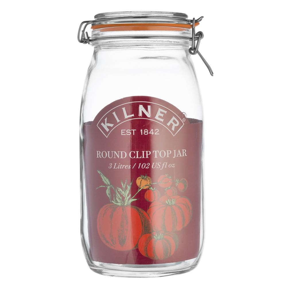Kilner LARGE Branded 3 Litre Square Glass Clip Top Preservation
