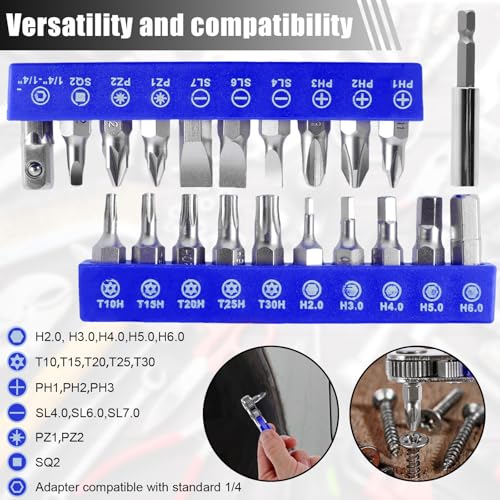 LYDODOKA 22 in 1 Ratchet Screwdriver, 36-Tooth Right Angle Screwdriver Set, 1/4\" Mini Magnetic Ratchet Wrench, Low Profile Offset Screwdrivers Repair Tool for Tight Spaces - Thumbnail 7