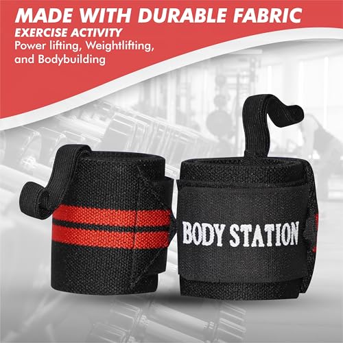 Image of Pro Weightlifting Wrist Wraps with Thumb Loop | Adjustable Gym Wrist Support for Men & Women - Powerlifting, Crossfit, Strength Training & Pain Relief