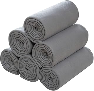Fleece Throw Blankets Lightweight Warm for Soft Cozy Pet-Friendly Bulk Fleece Blanket Solid for Home, Bed, Sofa, Dorm, Office, Gifts, Outdoor (Grey, Pack of 6-50 x 60 inch)