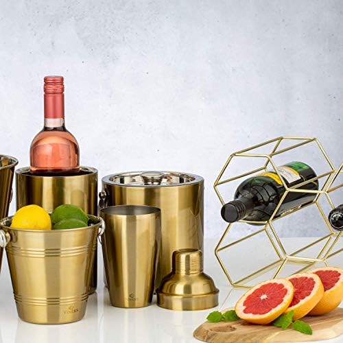 Viners Barware Cocktail Shaker | Professional Bartender Drink Mixer with Gift Box | Brushed Gold Stainless Steel, 500 ml, 200