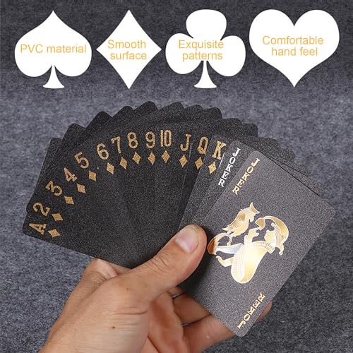 Plastik Spielkarten,wasserdichte Spielkarten,Kartenspiele mit 54 Karten,Schwarze Spielkarten,Maße: 8,8 x 5,8 cm,1 Deck – Bild 3