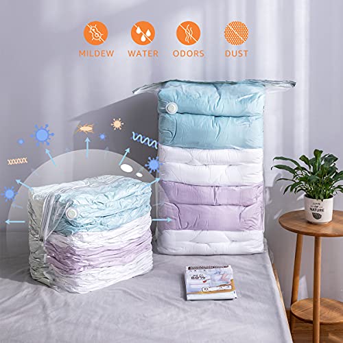 Clevhom Cube Vacuum Storage Bags For Comforters And Blankets, Vacuum Seal Bags For Beddings, Jumbo Space Saver Bags For Clothes (3 Medium, 3 Large) #TOP4