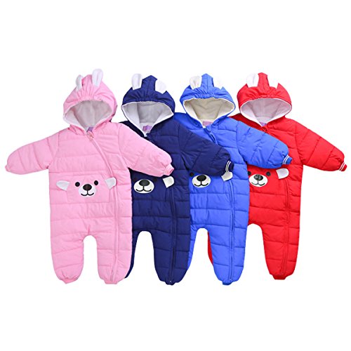 Bebone Bambini Pagliaccetto con Cappuccio Invernale Neonato Snowsuit Bambino Bambina Outfits Outwear Vestiti Pigiama (9-12 mesi, Marino)