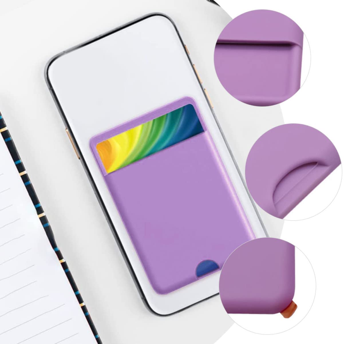 Gatuida 8pezzi Portafoglio Posteriore Per Smartphone Silicone Morbido Per Carte Di Credito e Documenti Adesivo Facile Da Installare