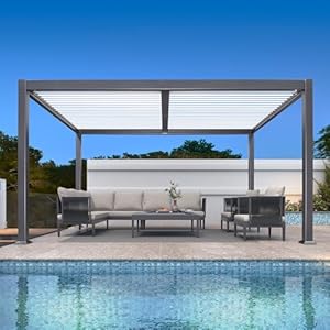 PURPLE LEAF Lamellenpergola 3x4.2m Grau/Weiß