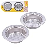 2PCS Kitchen Sink Strainer With Handle Stainless Steel Garbage Portable Strainer Basket By HOXHA, Large Wide Rim 4.3