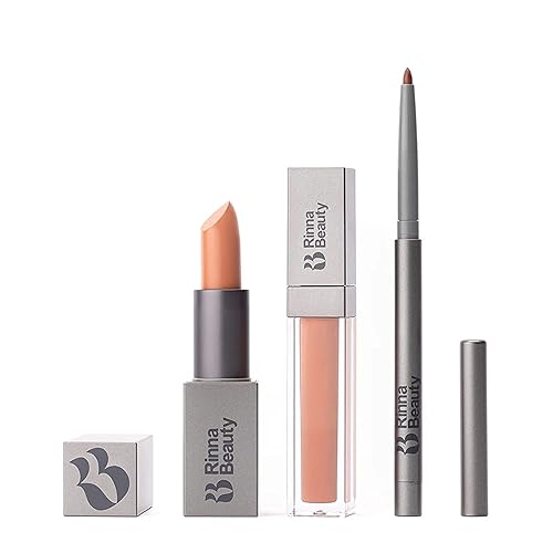 Rinna Beauty Icon Lip Kit - Sin disculpas - Kit de labios todo en uno - Incluye lápiz labial, brillo de labios y delineador de labios - Aspecto