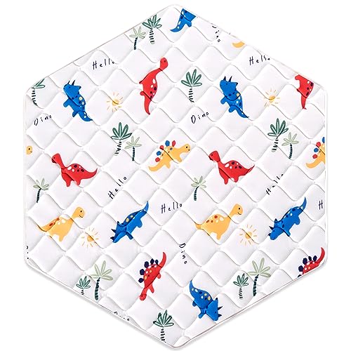 Image of Premium Foam Baby Hexagon Mat 59" X 59", Thick One-Piece Crawling Mat, Odorless BabyMat Floor Mat, Non-Slip Cushioned Baby Playmat for Infants,Babies,Toddlers. Machine Washable for Easy Care.