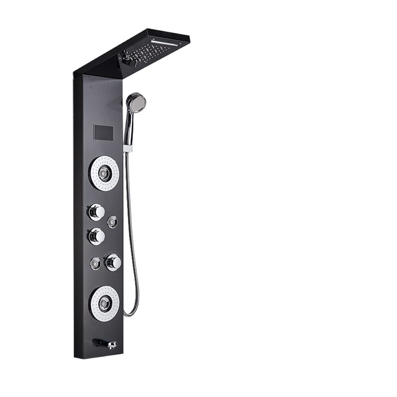 Soywim Black Bronze 8006 Shower System, Black Nickel Led Rain Waterfall Shower Faucet Set Panel Column Multi-Functional Nozzle Massage Spa Jet Temperature Screen(Black Bronze 8006)