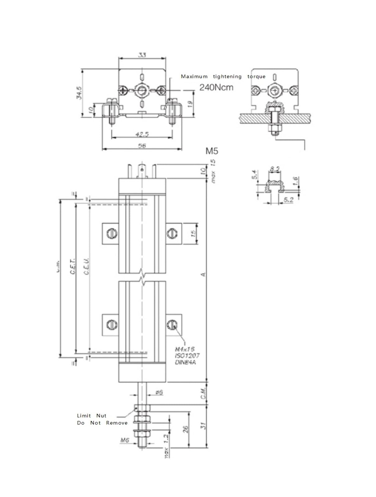 Linijka drążka kierowniczego z czujnikiem przemieszczenia 75 mm-800 mm (225 mm)