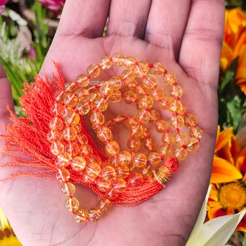 Image of Apnisanskriti Premium Citrine Stone Mala for Men and Women (6mm, AAA Quality, Lab Certified, 108+1) - Natural Stone Beads Mala - Yellow Colour - Pack of 1