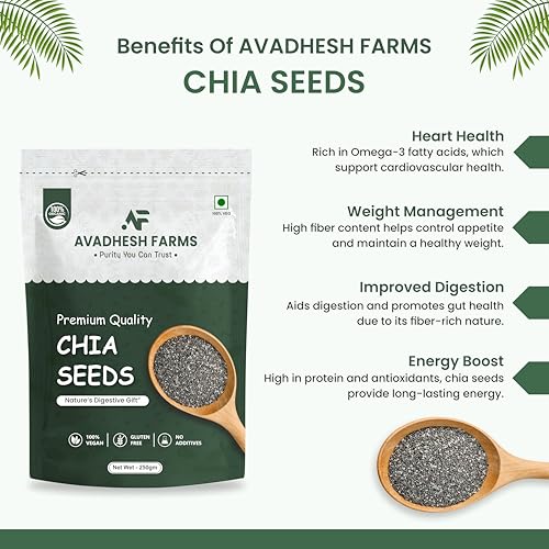 Image of Avadhesh Farms Raw Chia Seeds for weight loss with Omega 3, Fiber, Calcium Rich Chia Seeds Chia Seeds 250g
