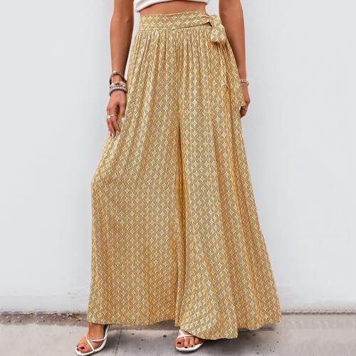 Women High Waist Wide Leg Pants Summer Casual Palazzo Pants Lounge Beach Trousers4