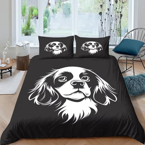 Housse de Couette Chien 3D 220x240 cm en Microfibre avec 2 Taies d'Oreiller