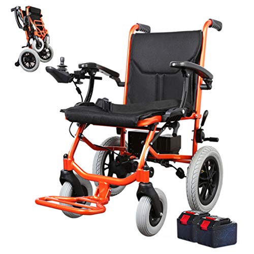 AMINSHAP Folding Powerchair, Electric Powered Wheelchair Folding Lightweight 15Kg, 300W*2 Removable Lithium Battery Motorized Wheelchairs Electric Wheelchair Mobility Aid (Double Control)