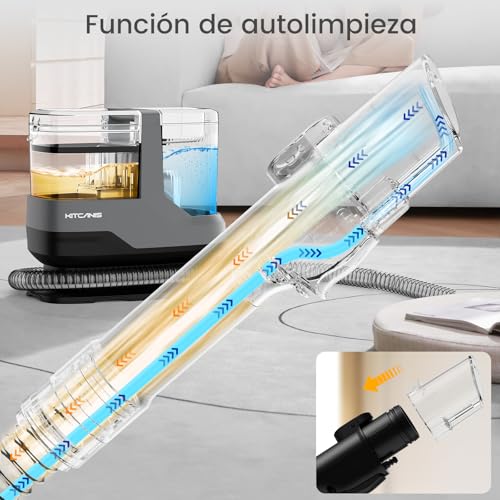 Kitcanis Aspiradora de Agua Tapiceria - 17KPa 600W 78dB Limpiador de Tapicerias con 4 Boquillas Cepillo 2 Depósitos para Manchas, Alfombras, Sofás, Tapicería, Escaleras, Coche - imagen 7